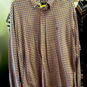 Orange and navy polo shirt